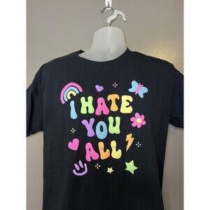 I Hate You All Shirt Mens Large Black Spencer's Funny Sarcastic Graphic Tee
